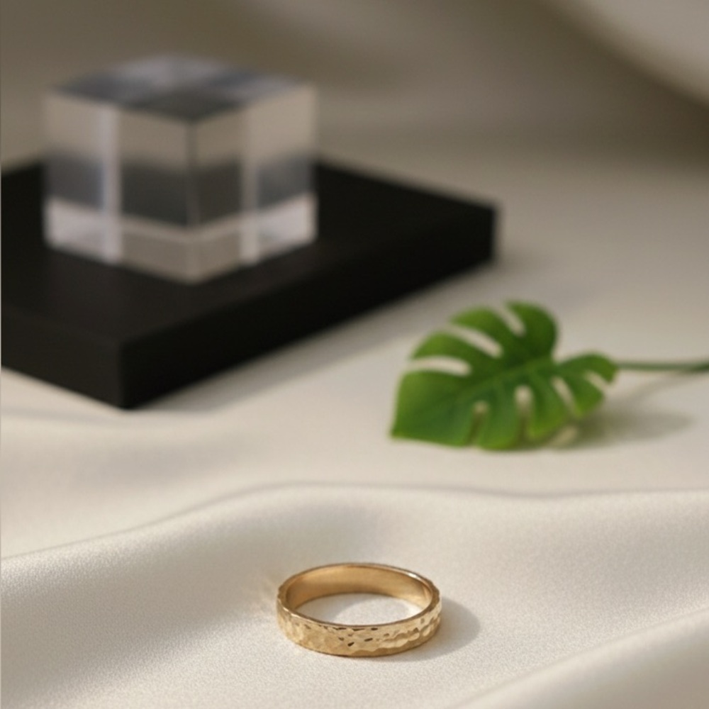 Elegant Gold-Tone Textured Ring